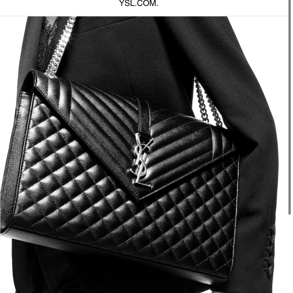 YSL - ENVELOPE LARGE BAG IN MIX MATELASSÉ GRAIN DE POUDRE EMBOSSED LEATHER